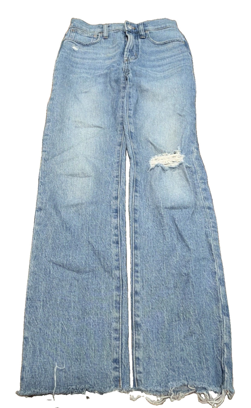 Madewell The Perfect Vintage Jeans Light Wash Distressed Raw Hem Size 24